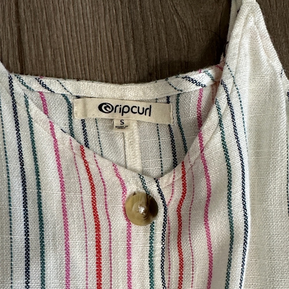 Rip Curl White Sundress with Pink, Blue & Green Stripes - Picture 2 of 4
